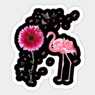 Breast cancer Awareness Pink Sunflower Flamingo Womens Sticker